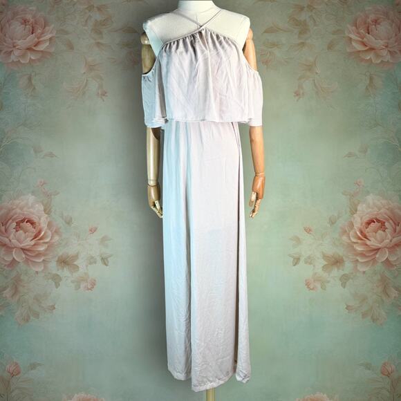 Show Me Your MuMu Show Me The Ring Beige Rebecca Ruffle Maxi Dress - Picture 1 of 5
